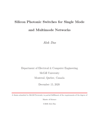 Silicon photonic switches for single mode and multimode networks thumbnail