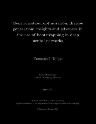 Generalization, optimization, diverse generation: insights and advances in the use of bootstrapping in deep neural networks thumbnail