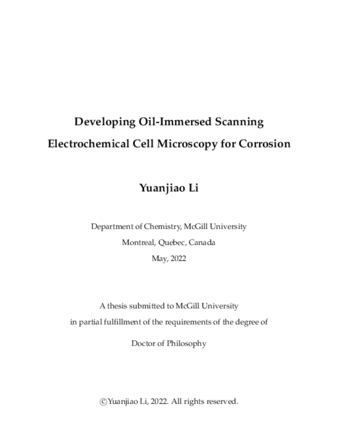 Developing oil-immersed scanning electrochemical cell microscopy for corrosion thumbnail