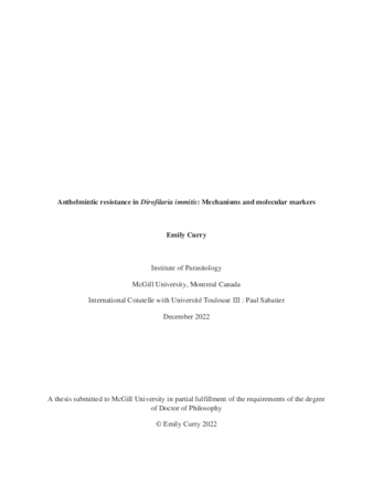 Anthelmintic resistance in «Dirofilaria immitis»: Mechanisms and molecular markers thumbnail