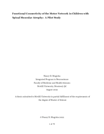 Functional connectivity of the motor network in children with spinal muscular atrophy:  A pilot study thumbnail