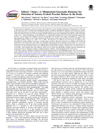 Editors' Choice—A Miniaturized Enzymatic Biosensor for Detection of Sensory-Evoked D-serine Release in the Brain thumbnail