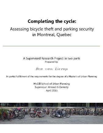 Completing the cycle: assessing bicycle theft and parking security in Montreal, Quebec thumbnail