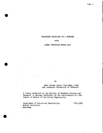 Transient stability of a network with large induction motor load. thumbnail