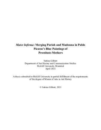 Mater infirma: Merging pariah and Madonna in Pablo Picasso’s blue paintings of  prostitute-mothers thumbnail