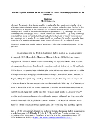 Considering both academic and social domains: Increasing student engagement in at-risk classrooms thumbnail