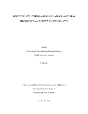 Detecting and understanding climate change using hyperspectral radiative measurements thumbnail