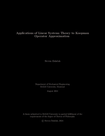 Applications of linear systems theory to Koopman operator approximation thumbnail
