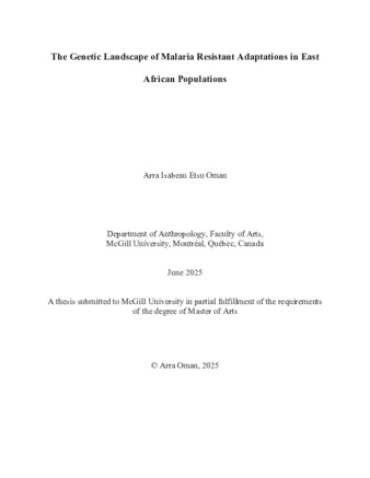 The genetic landscape of malaria resistant adaptations in East African populations thumbnail