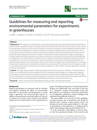 Guidelines for measuring and reporting environmental parameters for experiments in greenhouses thumbnail