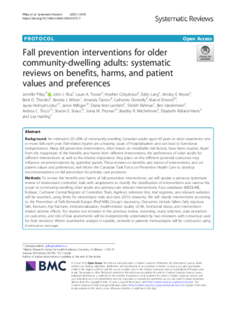 Fall prevention interventions for older community-dwelling adults: systematic reviews on benefits, harms, and patient values and preferences thumbnail