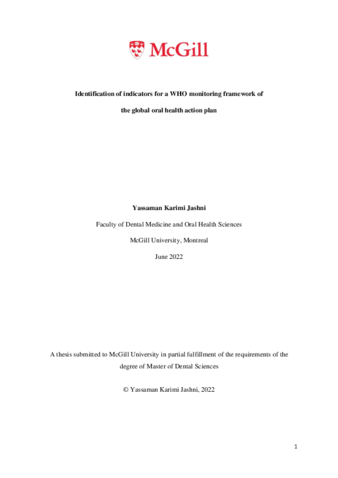 Identification of indicators for a WHO monitoring framework of the global oral health action plan thumbnail