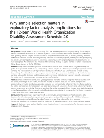 Why sample selection matters in exploratory factor analysis: implications for the 12-item World Health Organization Disability Assessment Schedule 2.0 thumbnail