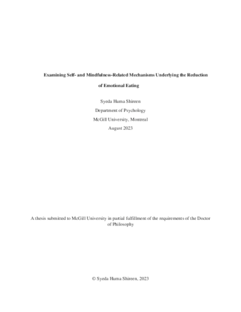 Examining Self- and Mindfulness-Related Mechanisms Underlying the Reduction of Emotional Eating thumbnail