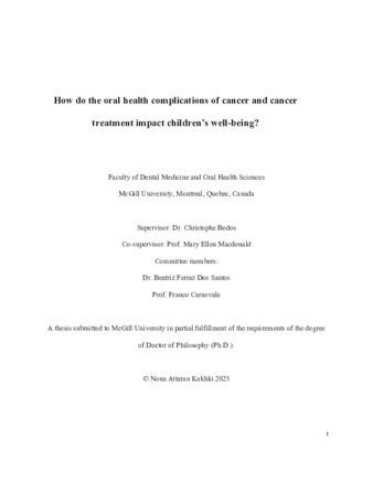 How do the oral health complications of cancer and cancer treatment impact children’s well-being? thumbnail