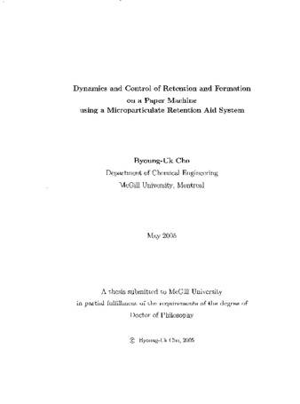 Dynamics and control of retention and formation on a paper machine using a microparticulate retention aid system thumbnail