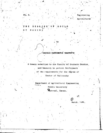 The sealing of soils by manure / thumbnail