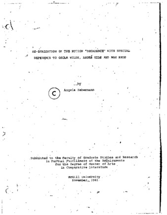Re-evaluation of the notion "decadence" with special reference to Oscar Wilde, André Gide and Max Brod thumbnail