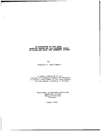 An evaluation of corn yield, intercrop growth and soil nitrogen levels in silage and grain corn intercrop systems / thumbnail