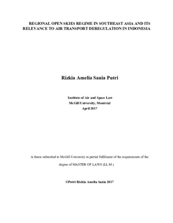 Regional open skies regime in Southeast Asia and its relevance to air transport deregulation in Indonesia thumbnail