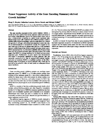 Tumor suppressor activity of the gene encoding mammary-derived growth inhibitor thumbnail