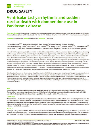 Ventricular tachyarrhythmia and sudden cardiac death with domperidone use in Parkinson's disease thumbnail