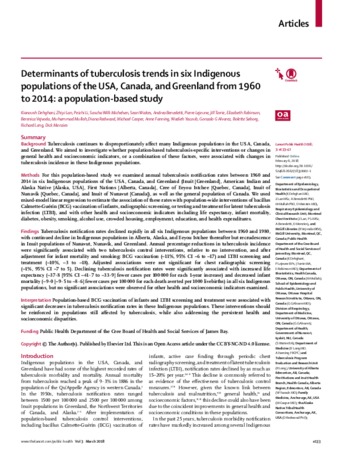 Determinants of tuberculosis trends in six Indigenous populations of the USA, Canada, and Greenland from 1960 to 2014: a population-based study thumbnail