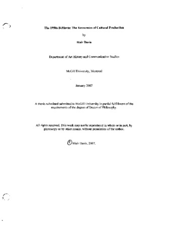 The 1950s B-movie : the economics of cultural production thumbnail