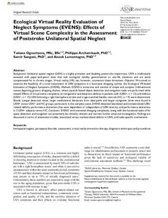 Ecological Virtual Reality Evaluation of Neglect Symptoms (EVENS): Effects of Virtual Scene Complexity in the Assessment of Poststroke Unilateral Spatial Neglect thumbnail