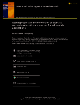 Recent progress in the conversion of biomass wastes into functional materials for value-added applications thumbnail