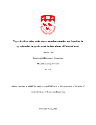 Vegetative filter strips’ performance on sediment erosion and deposition in agricultural drainage ditches of the littoral zone of Eastern Canada thumbnail