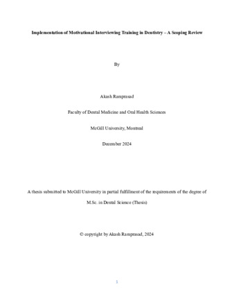 Implementation of motivational interviewing training in dentistry thumbnail