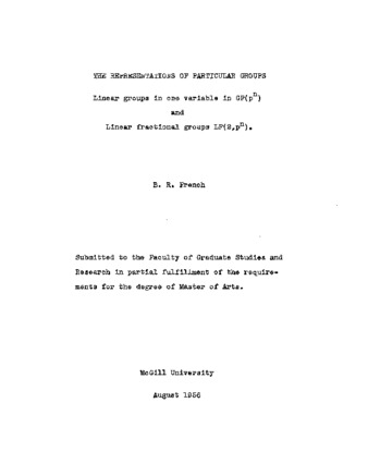 The representations of particular groups. thumbnail