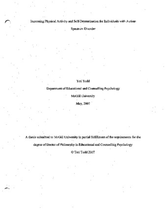 Increasing physical activity and self-determination for individuals with autism spectrum disorder thumbnail