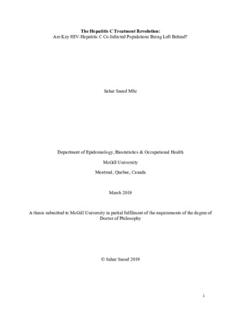 The Hepatitis C treatment revolution: Are key HIV-Hepatitis C Co-infected populations being left behind? thumbnail