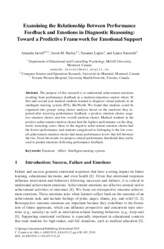 Examining the Relationship Between Performance Feedback and Emotions in Diagnostic Reasoning: Toward a Predictive Framework for Emotional Support thumbnail
