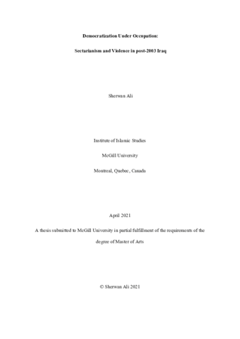 Democratization under occupation: sectarianism and violence in post-2003 Iraq thumbnail