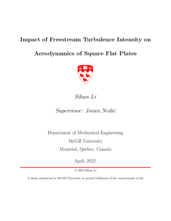 Impact of Freestream Turbulence Intensity on Aerodynamics of Square Flat Plates thumbnail