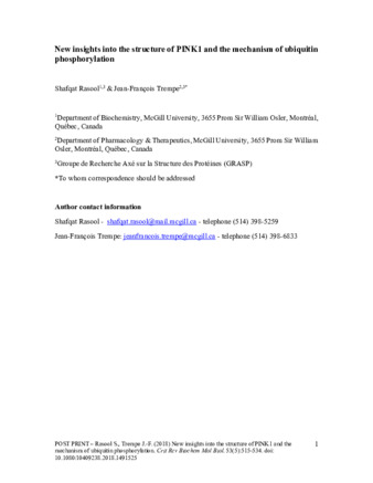 New insights into the structure of PINK1 and the mechanism of ubiquitin phosphorylation thumbnail