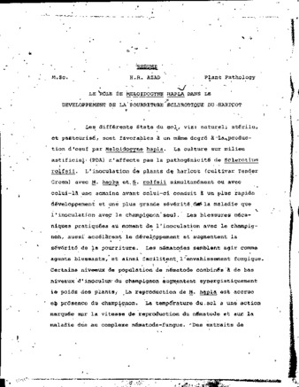 Role of Meloidogne hapla in Sclerotium rot development of bean. thumbnail