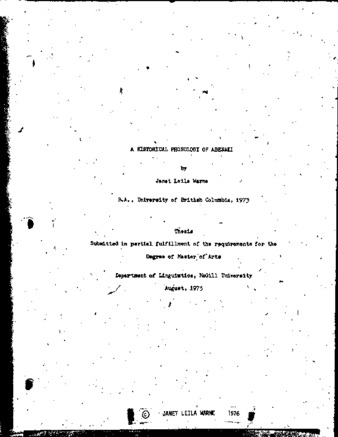 A historical phonology of Abenaki / by Janet Leila Warne. thumbnail