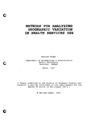 Methods for Analyzing Geographic Variation in Health Services Use thumbnail