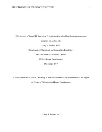 Effectiveness of stressOFF strategies: A single-session school-based stress management program for adolescents thumbnail