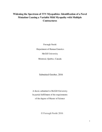 Widening the spectrum of TTN myopathies: identification of a novel variant causing a variable mild myopathy with multiple contractures thumbnail