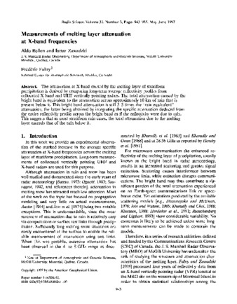 Measurements of melting layer attenuation at X-band frequencies thumbnail