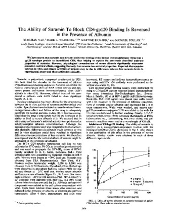 The ability of suramin to block CD4-gp120 binding is reduced in the presence of albumin thumbnail