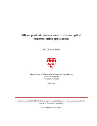 Silicon photonic devices and circuits for optical communication applications thumbnail