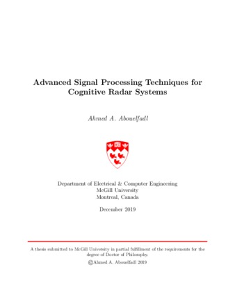 Advanced signal processing techniques for cognitive radar systems thumbnail