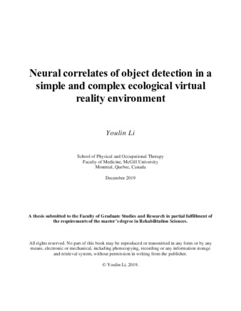 Neural correlates of object detection in in a simple and complex ecological virtual reality environment thumbnail