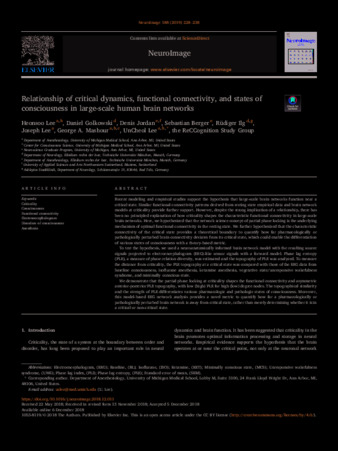 Relationship of critical dynamics, functional connectivity, and states of consciousness in large-scale human brain networks thumbnail